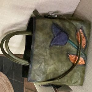 Green leather Aphison crossbody
